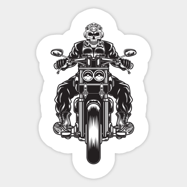 Vintage Skull Rider Sticker by JagatKreasi